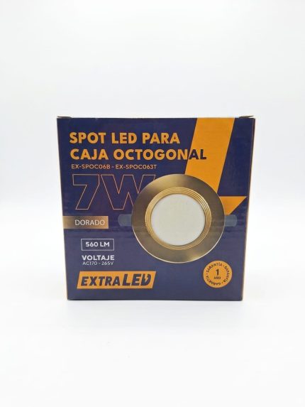 SPOT LED PARA CAJA OCTOGONAL 7W EXTRALED DORADO 7000K