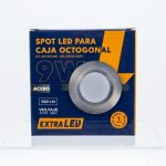 SPOT LED PARA CAJA OCTOGONAL 9W EXTRALED ACERO 3CCT