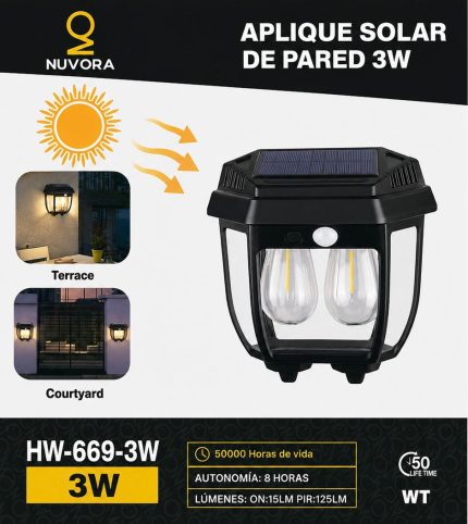 APLIQUE SOLAR 2 FOCOS