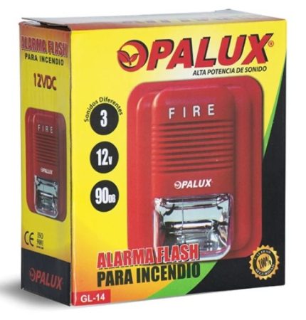 SIRENA CON ESTROBO ROJO OPALUX GL-14N