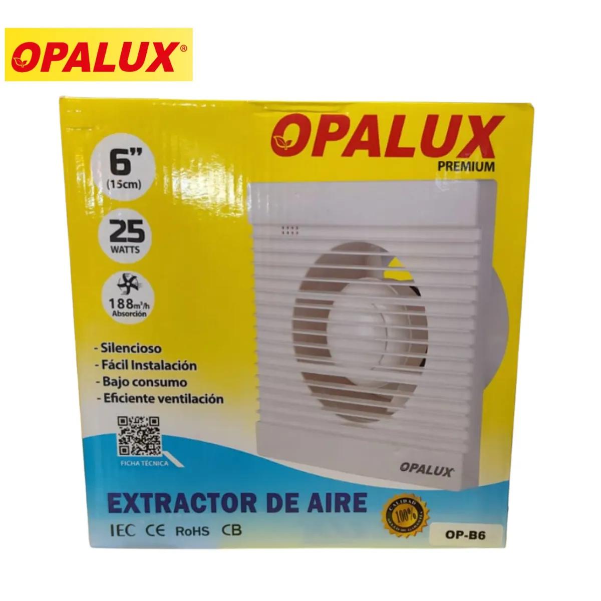 CEBTRAL EXYTRACTOR 6 EXTRACTOR DE AIRE 6" OPALUX - Imagen 1