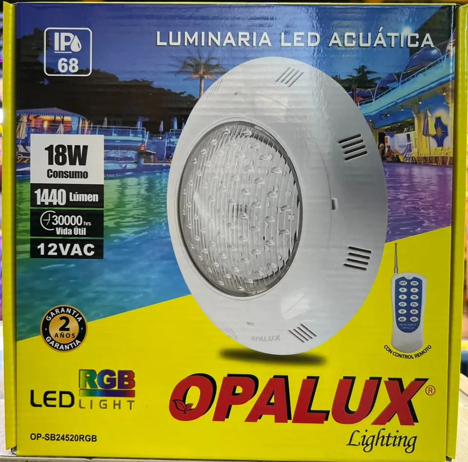 CENTRAL 18W PISCINA LUMINARIA LED ACUATICA PARA PISCINA 18W RGB 12V OPALUX - Imagen 1