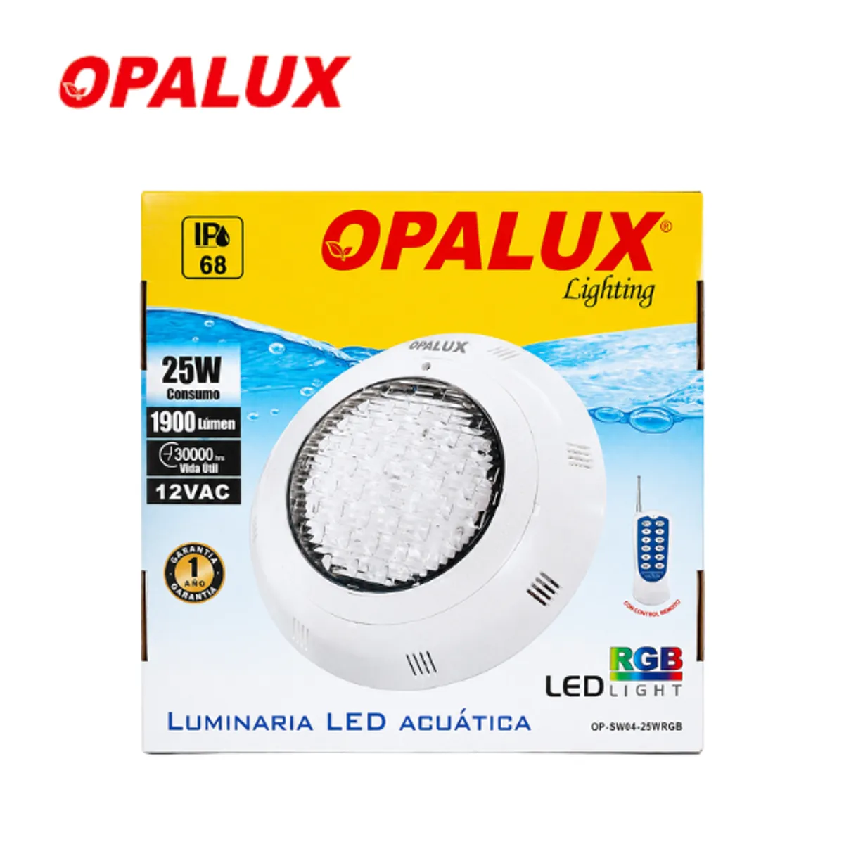 CEWNTRAL SPOT PSICINA LUMINARIA LED ACUATICA PARA PISCINA 25W RGB 12V OPALUX - Imagen 1