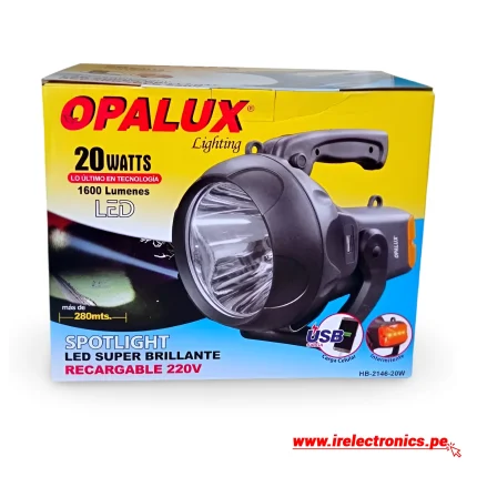 LINTERNA LED RECARGABLE 20W OPALUX