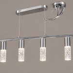 Lámpara Colgante LED Lineal Cromada con Efecto Burbuja