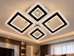 Lámpara de Techo LED Plafón Geométrico Cuadrado con Detalle de Cristal