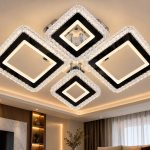 Lámpara de Techo LED Plafón Geométrico Cuadrado con Detalle de Cristal