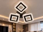 Lámpara de Techo LED Plafón Geométrico de 3 Cuadrados con Bordes de Cristal