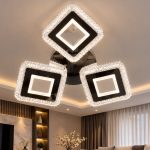 Lámpara de Techo LED Plafón Geométrico de 3 Cuadrados con Bordes de Cristal