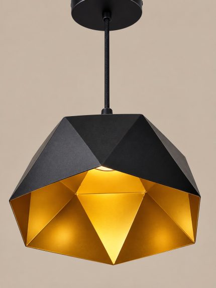 LAMPARA DE TECHO COLGANTE INDIVIDUAL GEOMETRICA NEGRO/DORADO