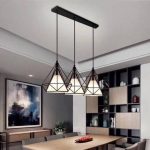 LAMPARA COLGANTE DE METAL DIAMANTE TRIPLE C309N CEMLIGHTING D26CM NEGRO